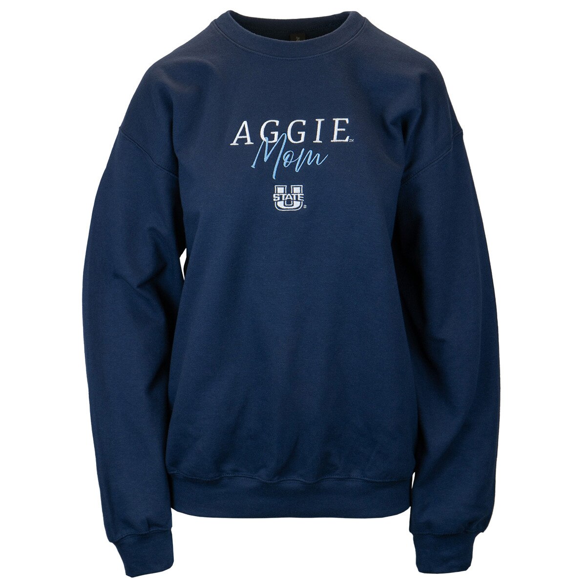 U-State Aggie Mom Embroidered Crew Sweatshirt navy blue